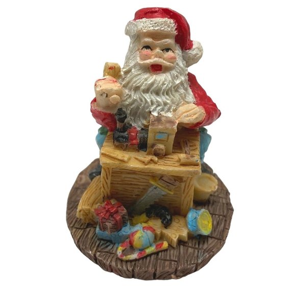 Santa Claus Workshop Christmas Figure Toy Bench Holiday Decor 3 Inch Tall - Picture 1 of 7